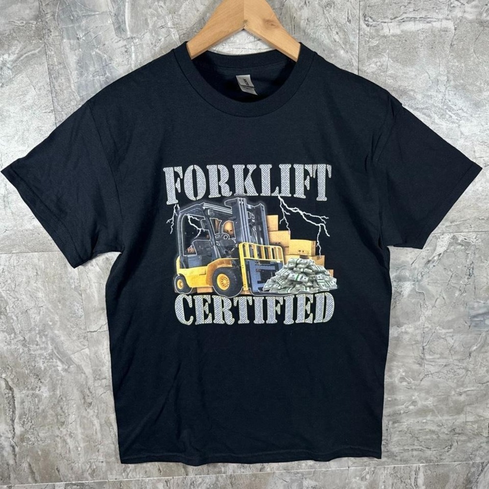 Forklift Certified black cotton t-shirt Men Size Medium